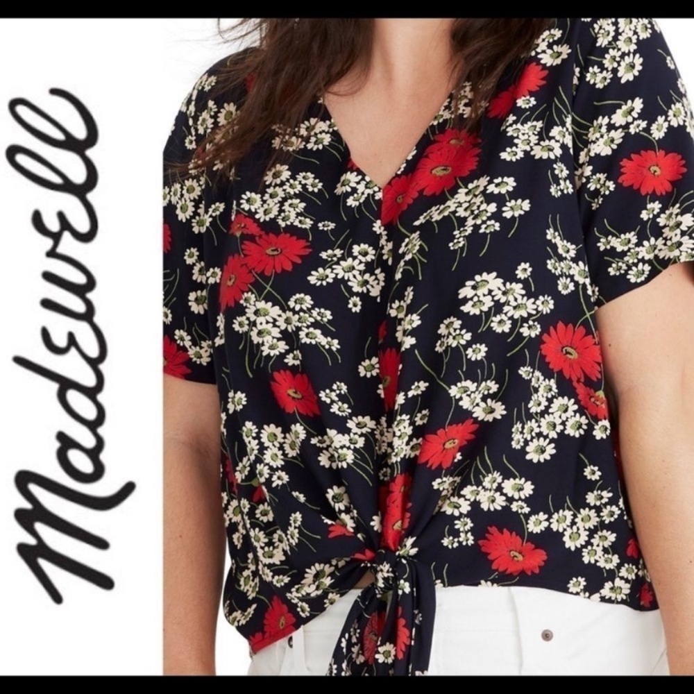 Madewell Hillside Daisies Front Tie Top